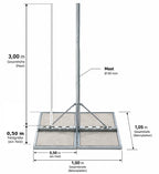 ASSAT Terrace Mount Mast Ø60x3m – Satellite Antenna & Wind Power, hot-dip galvanized