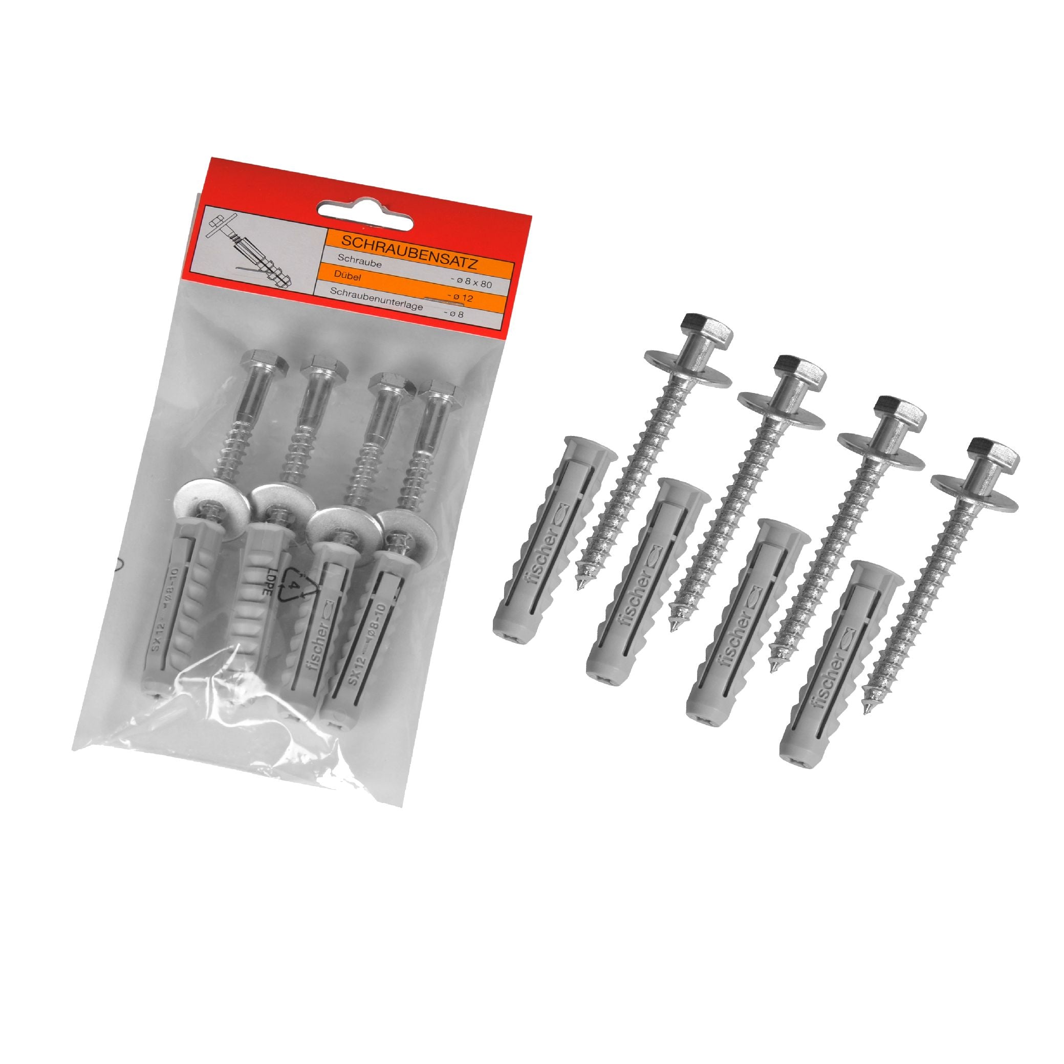 Schraubensatz 8x80mm/Fischer -SX-Dübel12mm/ neutr